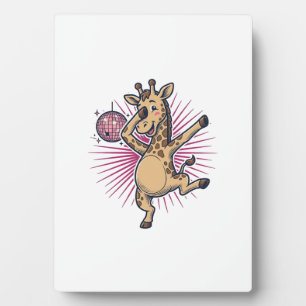 Dancing Giraffe Disco Ball Vintage Engraving Shirt Plaque