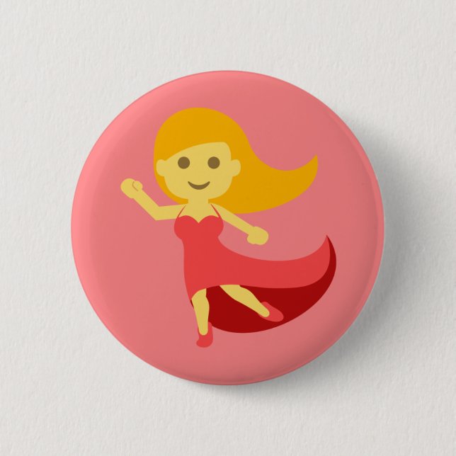 Dancing Girl Emoji 6 Cm Round Badge (Front)