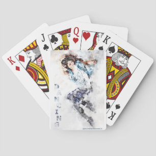 Dancing girl playing cards