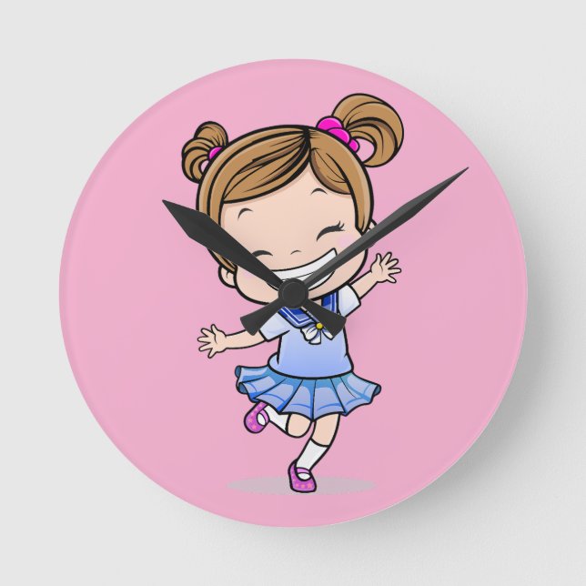 dancing girl round clock (Front)