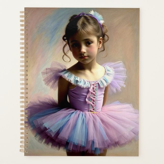 Dancing Girl with Light Blue and Lila Tutu Planner (Front)