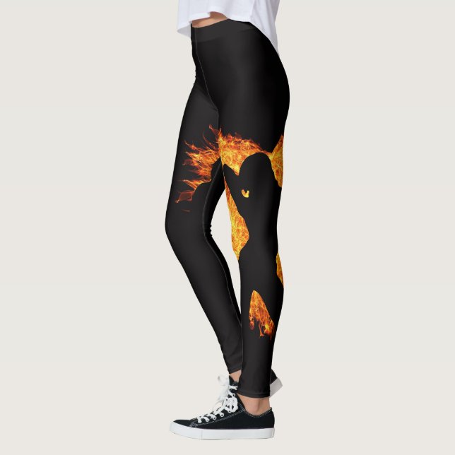 Dancing Girls In Heart Shape Fire On Black Legging (Left)