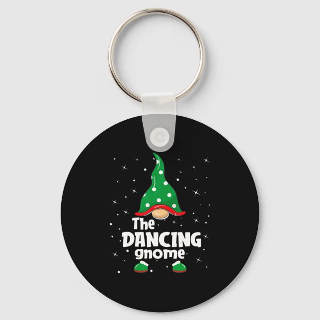 Dancing Gnome Family Matching Christmas Funny Paja Key Ring (Front)