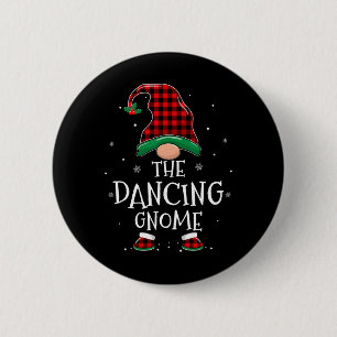 Dancing Gnome Xmas Family Matching Plaid Christmas 6 Cm Round Badge