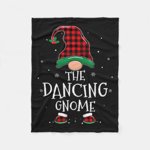 Dancing Gnome Xmas Family Matching Plaid Christmas Fleece Blanket