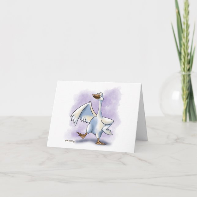 Dancing Goose Cartoon Thank You Card (Front)