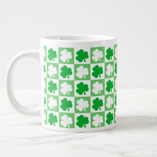 Dancing Green and White Shamrocks St Pats Irish Large Coffee Mug