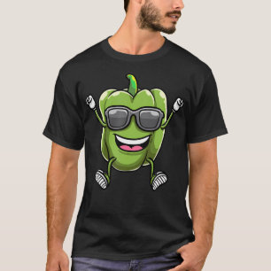 Dancing Green Bell Pepper With Sunglasses Capsicum T-Shirt