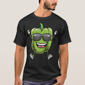 Dancing Green Bell Pepper With Sunglasses Capsicum T-Shirt