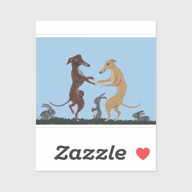Dancing Greyhounds & Bunny Friends Invitation (Sheet)
