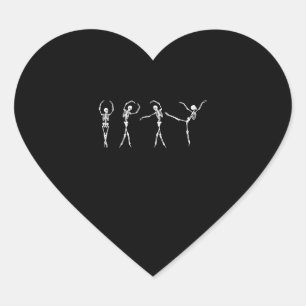 Dancing Gymnastics Skeleton Halloween Heart Sticker