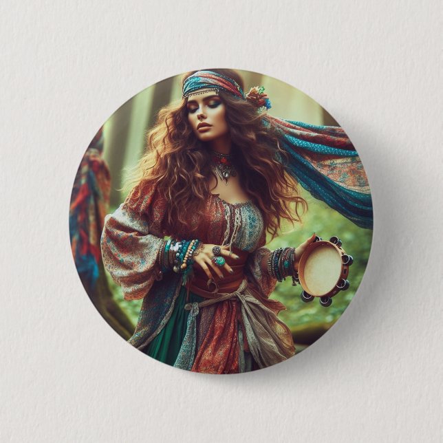 DANCING GYPSI  6 CM ROUND BADGE (Front)