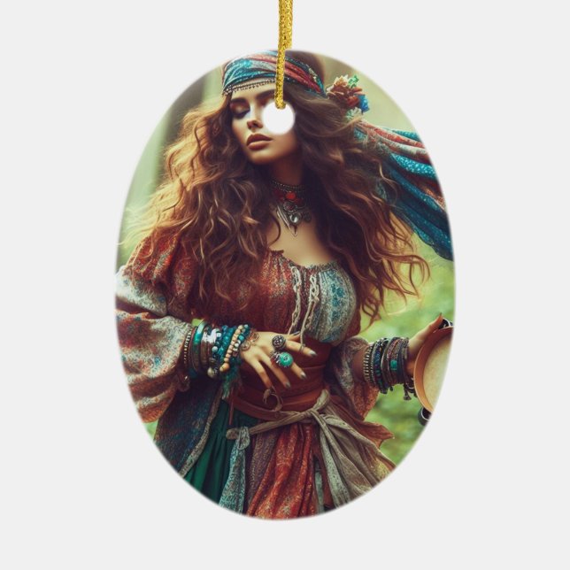 DANCING GYPSI  CERAMIC TREE DECORATION (Front)