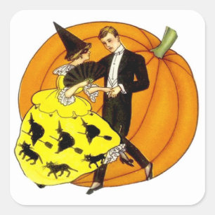 Dancing Halloween Couple Square Sticker