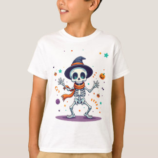 Dancing Halloween Skeleton Kids T-Shirt Fun