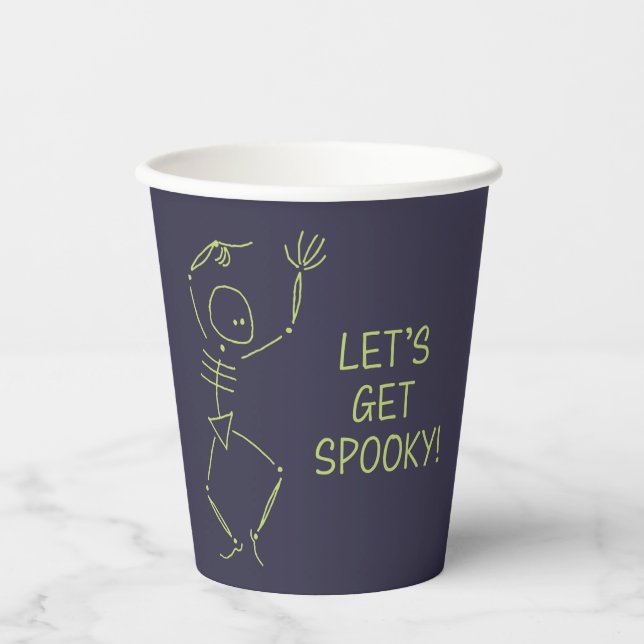 Dancing Halloween Skeleton - purple Paper Cups (Front)