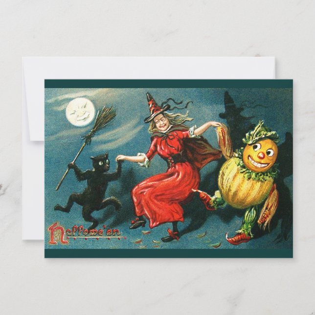 Dancing Halloween Witch Card (Front)
