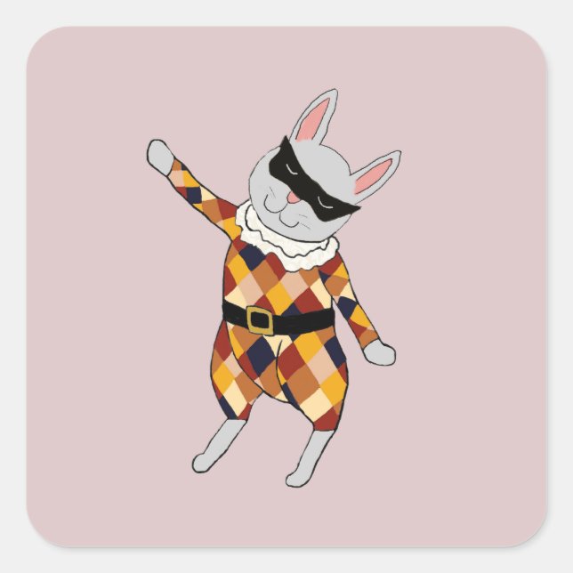Dancing Harlequin Bunny Stickers (Front)