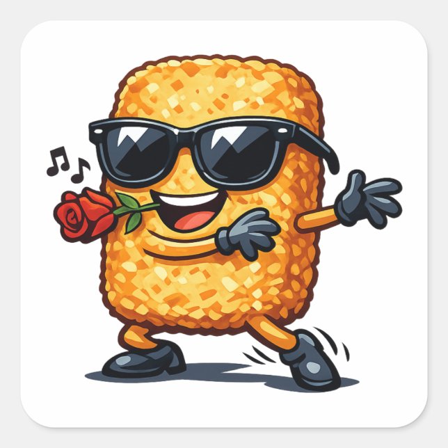 Dancing Hash Brown Square Sticker (Front)