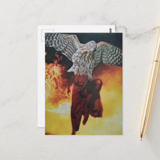 Dancing Hawk in a red dress fantasy collage Postcard