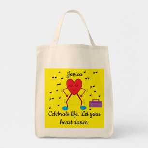 Dancing Heart Grocery Tote Bag