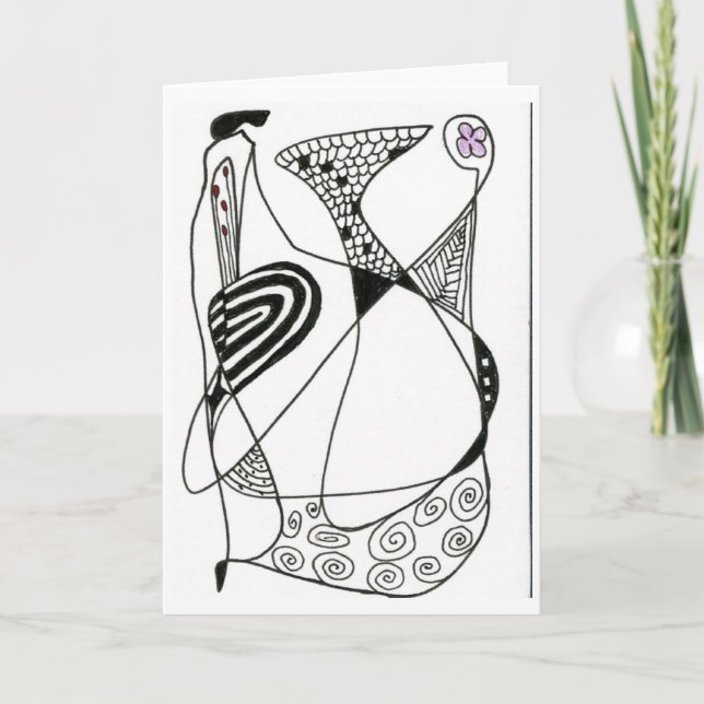 "Dancing Hen" Abstract Art Greeting Card (Front)