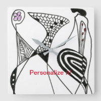 "Dancing Hen" abstracted chicken in black & white