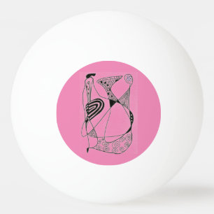"Dancing Hen on pink" Abstract Ping Pong Ball