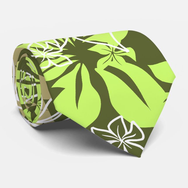 Dancing Hibiscus Hawaiian Necktie (Rolled)