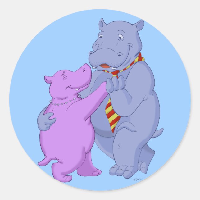 Dancing Hippo Tango Sticker (Front)