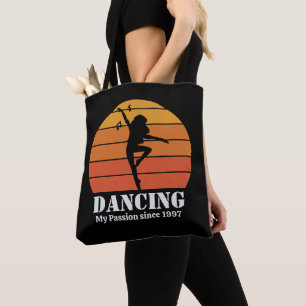 Dancing Hobby Retro Sunset Personalise Tote Bag