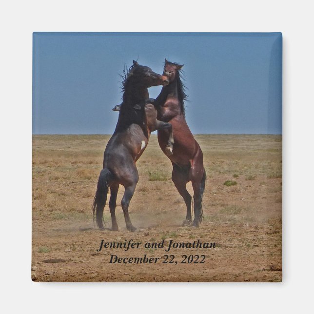 Dancing Horses Anniversary Party Favour Magnet (Front)