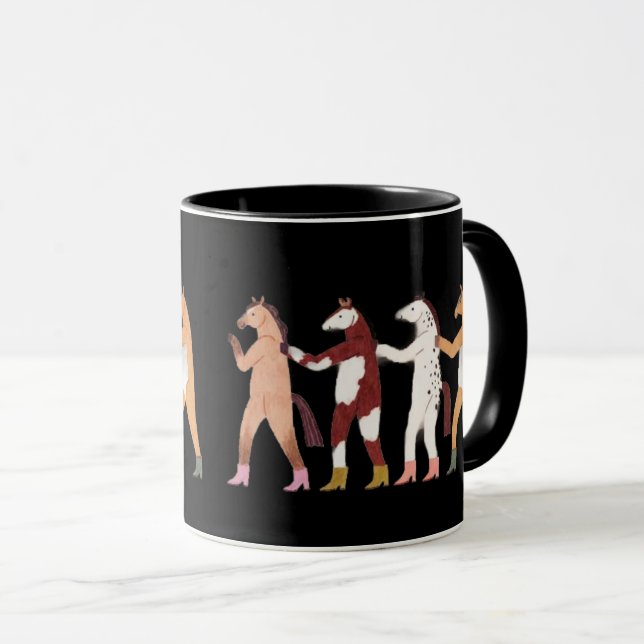 Dancing Horses Whimsical Mug (Front Right)