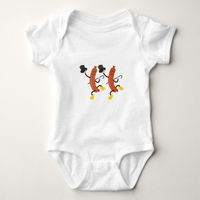 Dancing Hot Dogs Baby Bodysuit (Front)