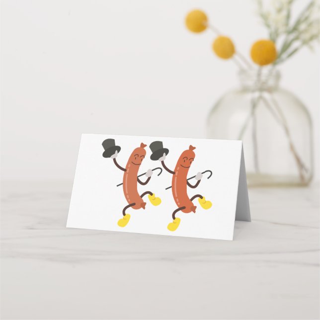 Dancing Hot Dogs Place Card (Front)