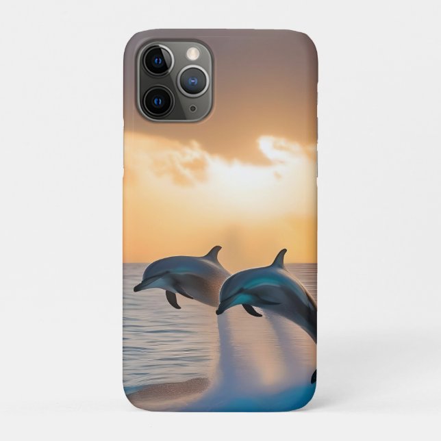 Dancing in the Dusk: Three Dolphins Leaping  Case-Mate iPhone Case (Back)