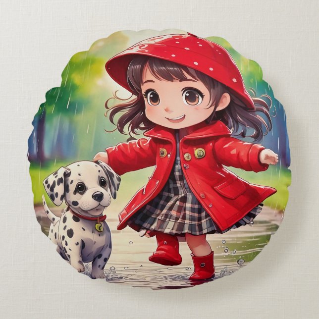 Dancing in the Rain Round Cushion (Front)