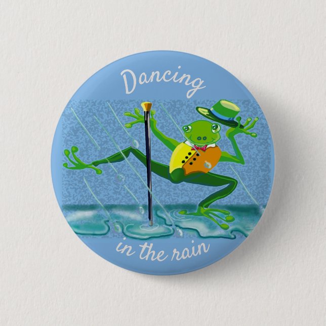 Dancing in the rain tap dance frog Button (Front)