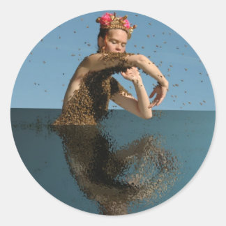 dancing in the sea classic round sticker
