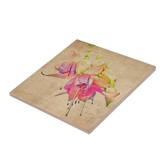 Dancing In The Wind - Fuchsia Flowers Tile (Side)