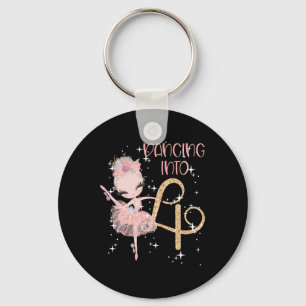 Dancing Into 4th Birthday Girl Ballet Party Dance  Key Ring