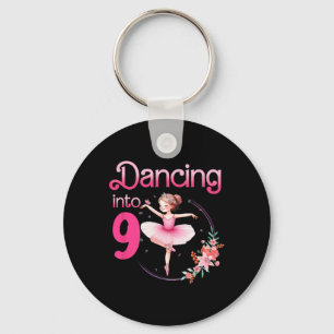 Dancing Into 9 Ballerina 9th Birthday Party Ballet Key Ring