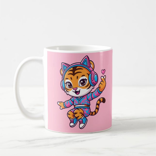 Dancing K-pop Tiger Coffee Mug (Left)