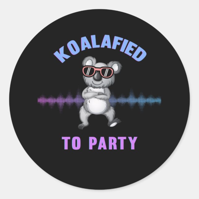 Dancing Koala Bear with Sunglasses Party Koala Classic Round Sticker (Front)