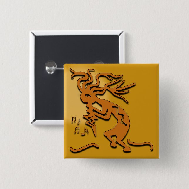 Dancing Kokopelli Merrymaker Musician 15 Cm Square Badge (Front & Back)