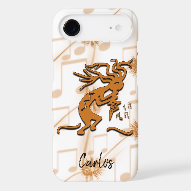 Dancing Kokopelli Merrymaker With Musical Notes (Back)