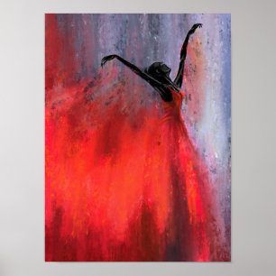 Dancing Lady in Red - Abstract Original Painting  Poster