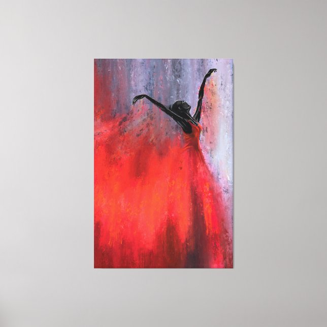 Dancing Lady in Red Canvas Print (Front)
