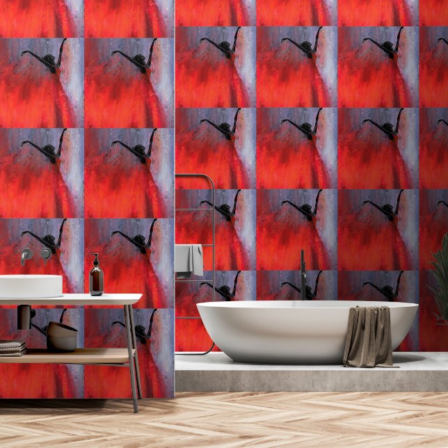 Dancing Lady in Red Wallpaper (Bathroom)