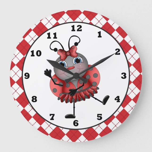 Dancing Ladybug fun wall clock (Front)